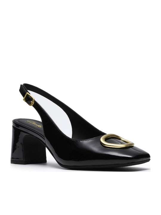 Sling Pumps aus Lackleder in Schwarz