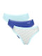 Cotton Women's Briefs 3Pack Light Blue Blue Printed
