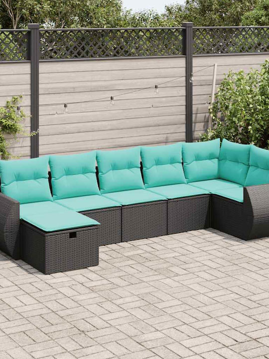 Corner Outdoor Sofa Rattan with Cushions 55x55x...