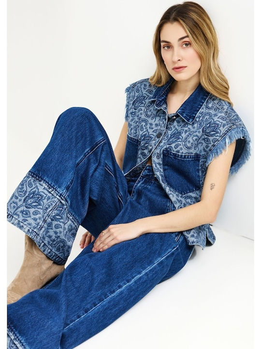 High Rise Women's Jean Pants in Wide Leg Style