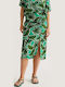 High Waist Midi Skirt Floral Green