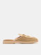 Flat Suede Mules In Green Colour
