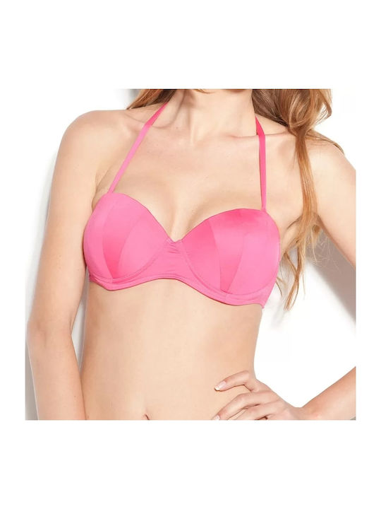 Trägerloses Bikinioberteil C Becher Fuchsie