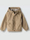 Waterproof Kids Casual Jacket with Hood Beige
