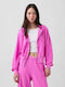 Long Women's Hoodie Cardigan Sweatshirt Hooded Neon Pink Glow