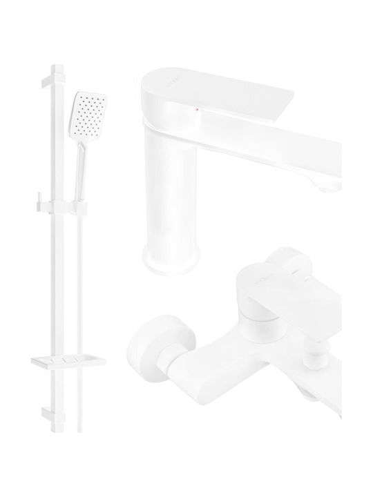 Mexen Thermostatic Bathtub Mixing Faucet Complete Set White
