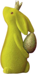 Bunny W Egg Green Flocked Plastic