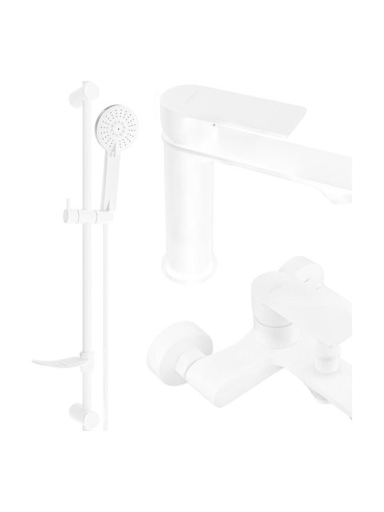Mexen Thermostatic Bathtub Mixing Faucet Complete Set White