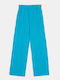 Women's Fabric Trousers with Rubber Band Blue