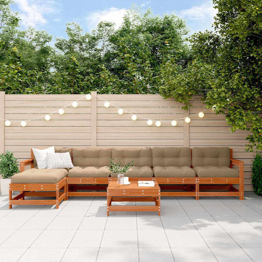 Garten- und Outdoor-Möbelsets Wohnzimmer Typsatz 7 Stück mit Kissen