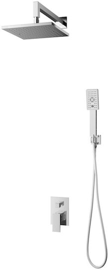Omnires Built-in Mixer Phone & Shower Head Set for Shower Silver