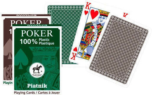 Piatnik 100% Plastic Poker Size Playing Cards Green Color
