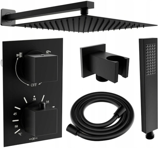 Mexen Built-in Mixer Phone & Shower Head Set for Shower Black