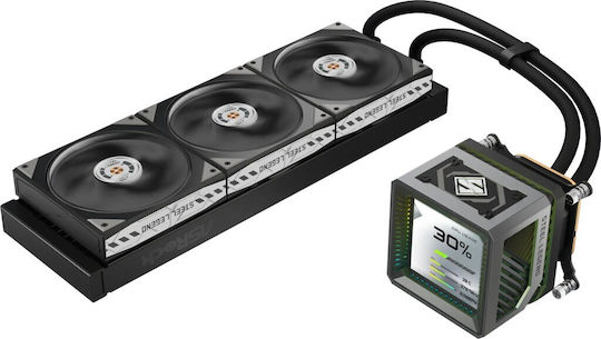 ASRock Steel Legend Dark 360 LCD Υδρόψυξη AIO CPU με 3 Ανεμιστήρες 120mm και RGB Φωτισμό