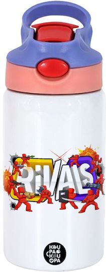 Roblox Rivals Kids Thermos Water Bottle Stainless Steel Safety Straw Pink Purple 350ml