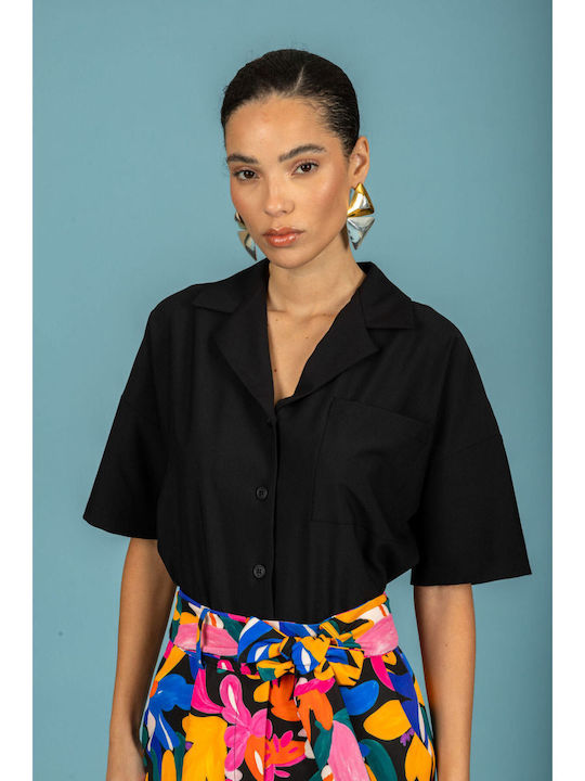 Short Sleeve Women's Shirt Jet Black