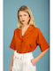 Kurzärmeliges Damenhemd Burnt Orange