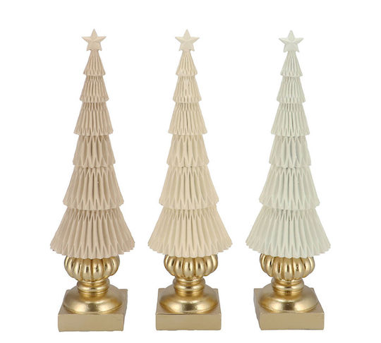Tabletop Christmas Decorative Trees Cream Gold 36cm