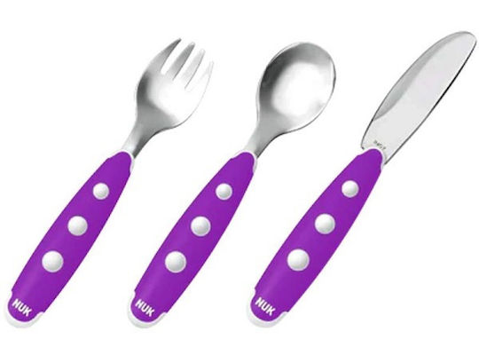 Nuk Set von Baby Besteck Easy Learning für 18+ Monate Lila 3 Stück