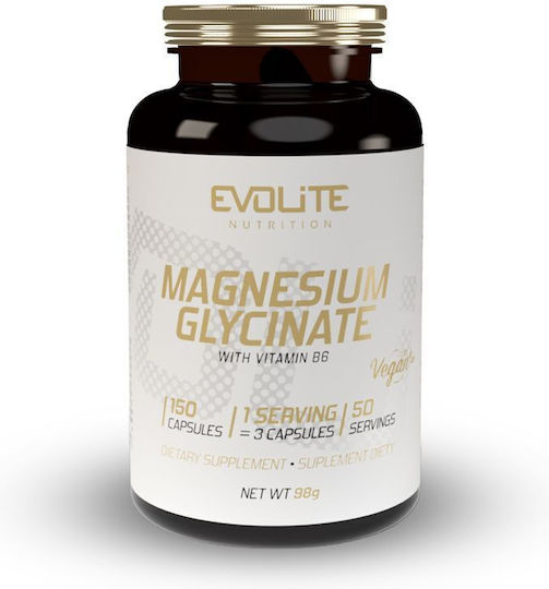 Evolite Magnesium Glycinate 555mg with Vitamin B6 150 Vegetable Capsules