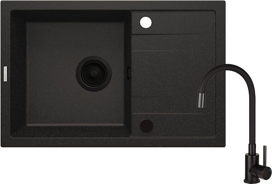 Deante Drop-In Küchenspüle aus Flüssigem Granit mit Wasserhahn M67xP44cm Grau