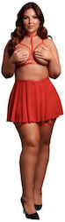 Σετ Lingerie 4 Τεμαχίων Peek-a-boo Mesh Queen Size Xl-4xl Κόκκινο Le Desir