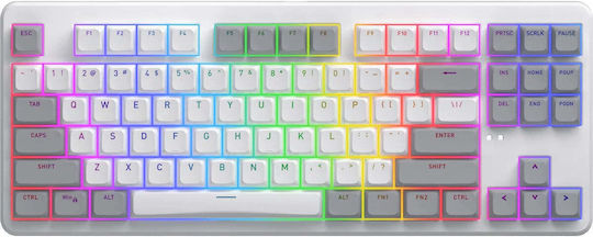 HATOR Rockfall 3 Wireless Gaming Mechanical Keyboard Tenkeyless with Hator Aurum Orange Switches and RGB Lighting English US White