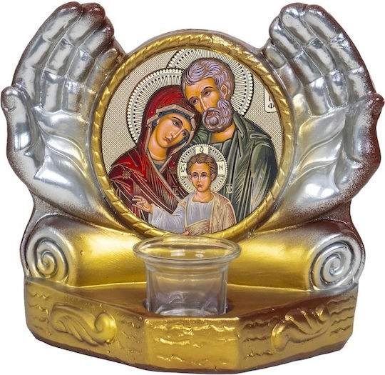 Two-handed Candle Holder Made Plaster 22x10x19 Cm Ext 9913