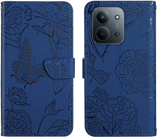 Tel1 Xiaomi Redmi 15c 4g 5g Poco C85 Skin Feel Butterfly Embossed Калъф Книга Син