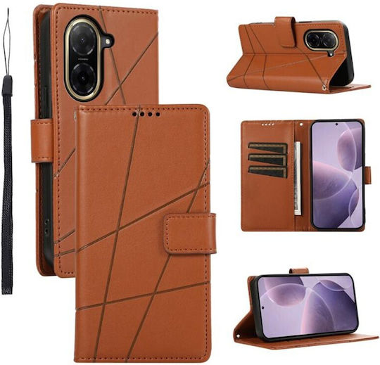 Τel1 Xiaomi Redmi A5 4g Poco C71 Embossed Line Θήκη Βιβλίο Brown