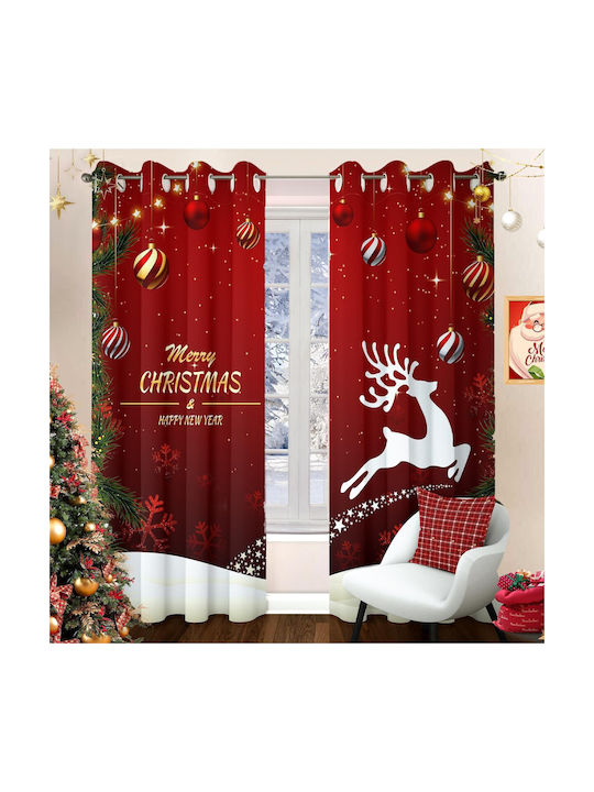 Set of Blackout Curtains with Grommets Christmas Christmas Red 140x225cm