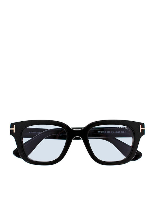 Tom Ford Unisex Sunglasses With Black Horn-Rimmed Frame And Grey Gradient Lens FT1274-D 01A
