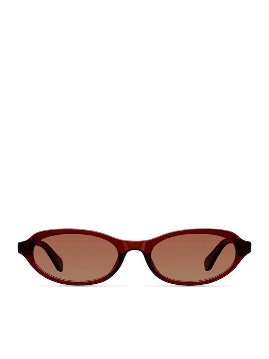 Meller Luma Unisex Sunglasses with Red Horn-Rimmed Frame and Red Polarized Lenses