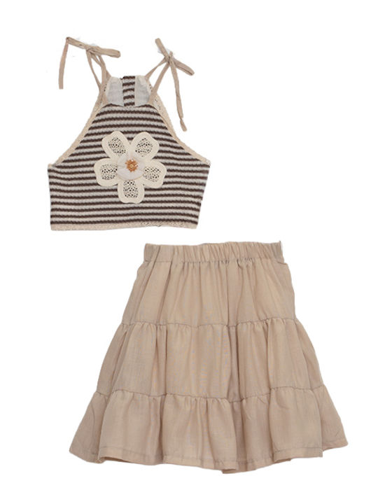 Restart for Kids Kids Clothing Sets with Brown Skirt 2 Pieces