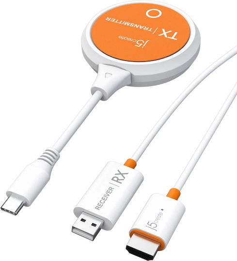 J5create Screencast Wireless Display Extender Usb-c To Hdmi Transmitter Receiver 1080p Jvaw62