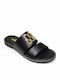 Leather Women's Flat Sandals Black