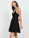 Summer Mini Dress with Ruffles Black