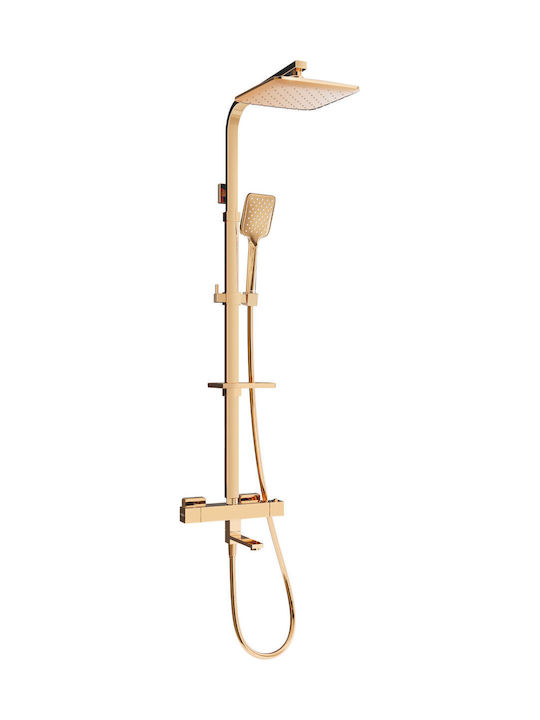 Mexen Shower Column with Bathtub Mixer Rose Gold