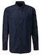Long Sleeve Denim Shirt in Regular Fit Dark Blue Denim
