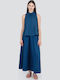 Damen Zip-Culottes mit Gummiband in Lose Passform Blau