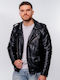 Leder Herren Jacke Biker Schwarz