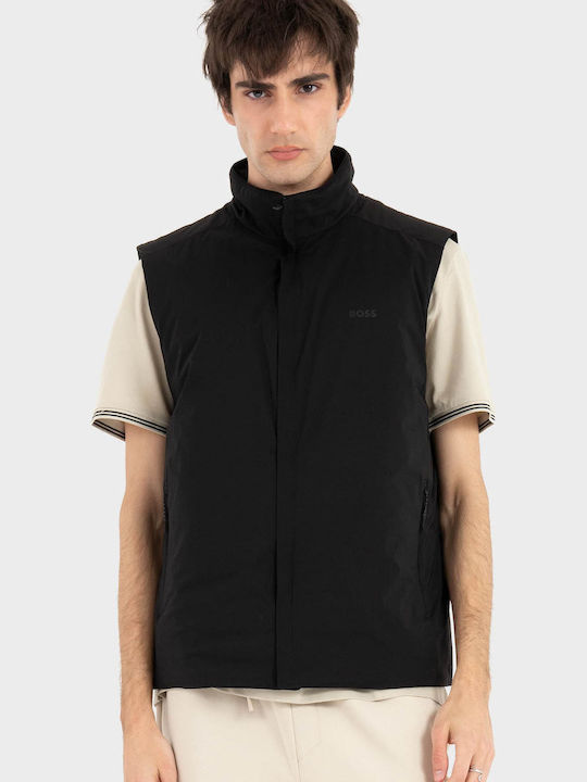 Boss Logo Logo Sleeveless Waterproof Jacket Black