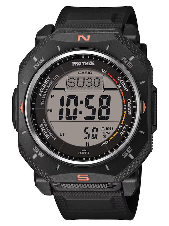 Casio Digital Herrenuhr Solar mit Schwarzem Gum...