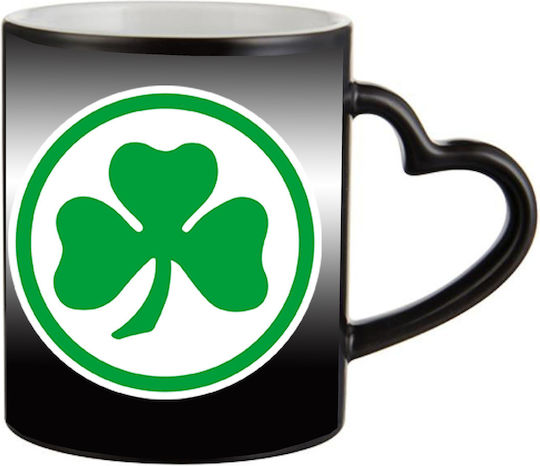 Magische Schwarze Tasse Panathinaikos Pao Mit Griff Herz