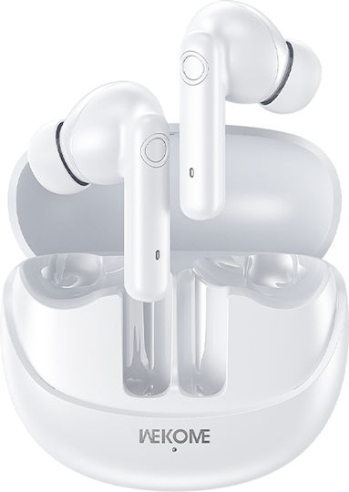 WK WS-30 In-ear Bluetooth Handsfree Ακουστικά με Θήκη Φόρτισης Λευκά