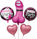 Set 5 Baloane Inimi Folie Roz