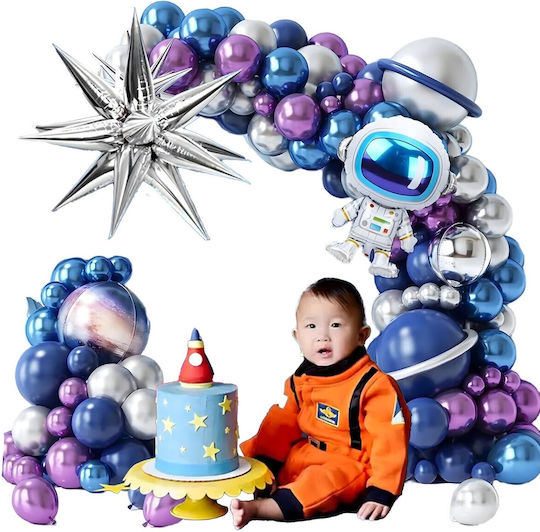 Composition with 108 Blue Astronauts Balloons