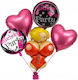 Set 5 Rund Luftballons Folie Mehrfarbig
