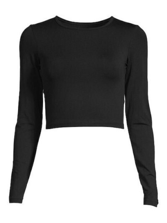 Casall Bluza Damă Sport Crop Top Mânecă Lungă Uscare Rapidă Neagră