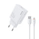 WK Φορτιστής GaN με Θύρα USB-A και Καλώδιο USB-C 12W Quick Charge 3.0 Λευκός (WP-U76)